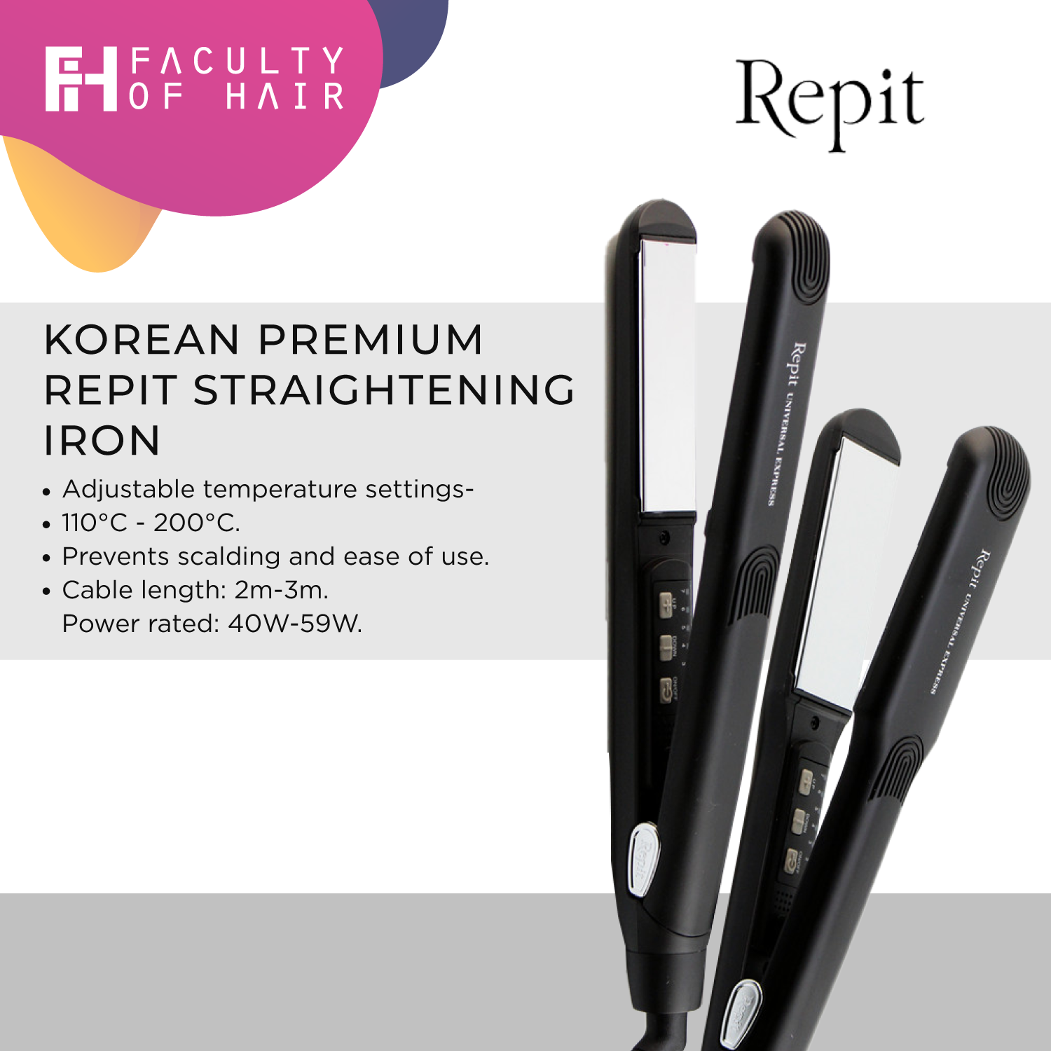Korean Premium Repit Straightening Iron (By: Faculty of Hair)