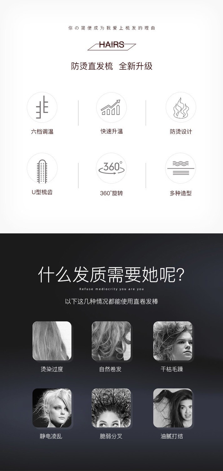 KSkin Mini Portable Electric Hair Straightener Curler Brush KD388A Hair Straightener Comb 金稻直发梳两用蛋卷头网红款迷你夹板羊毛卷发棒大卷懒人女迷小型 (By: Faculty of Hair)