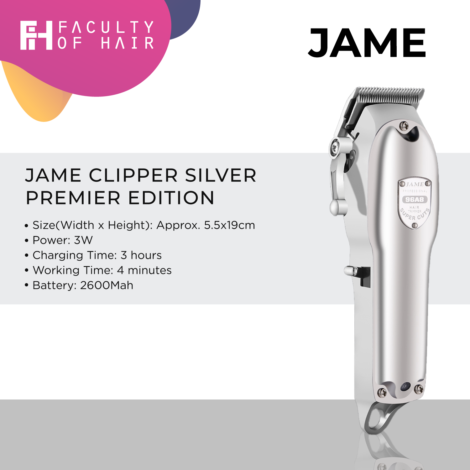 Jame Clipper Silver Premier Edition (By: Faculty of Hair)