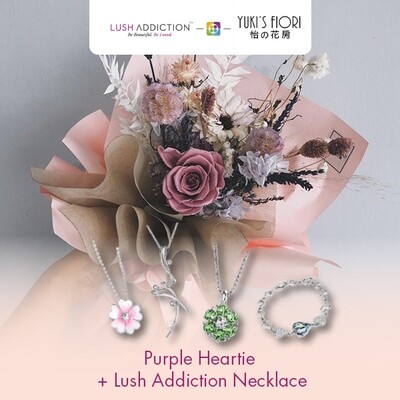 Preserved Flower Bouquet - Purple Heartie + Lush Addiction Necklace (By: Yuki&#39;s Flori from Bukit Jalil)