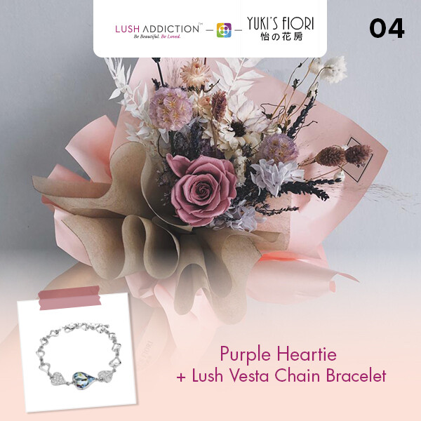 Preserved Flower Bouquet - Purple Heartie + Lush Addiction Necklace (By: Yuki&#39;s Flori from Bukit Jalil)