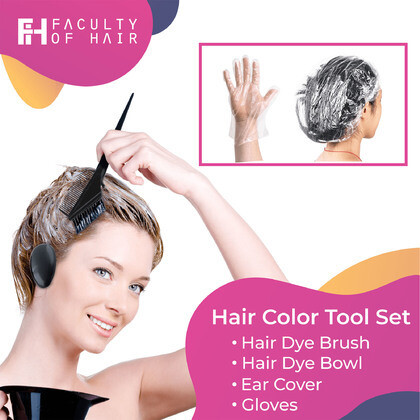 Hair Colour Equipment Set Colour Brush/ Rebonding Brush + Ear Cover + Shower Cap + Gloves (By: Faculty of Hair)