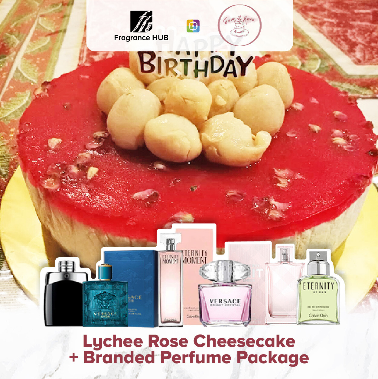 Lychee Rose Cheesecake + Fragrance Hub Branded Perfume (By: Sweet Haven from KL)