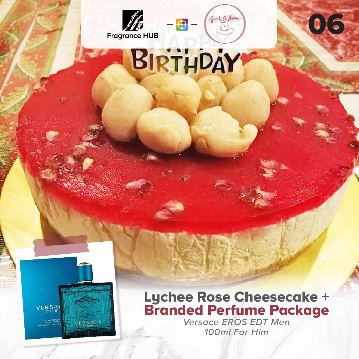 Lychee Rose Cheesecake + Fragrance Hub Branded Perfume (By: Sweet Haven from KL)