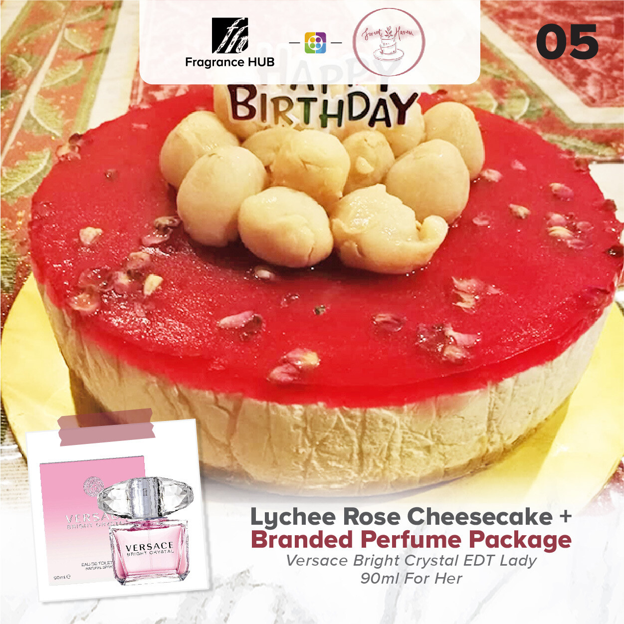 Lychee Rose Cheesecake + Fragrance Hub Branded Perfume (By: Sweet Haven from KL)