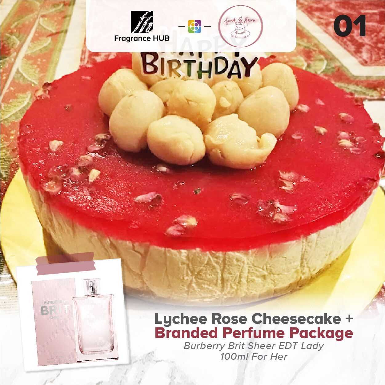 Lychee Rose Cheesecake + Fragrance Hub Branded Perfume (By: Sweet Haven from KL)