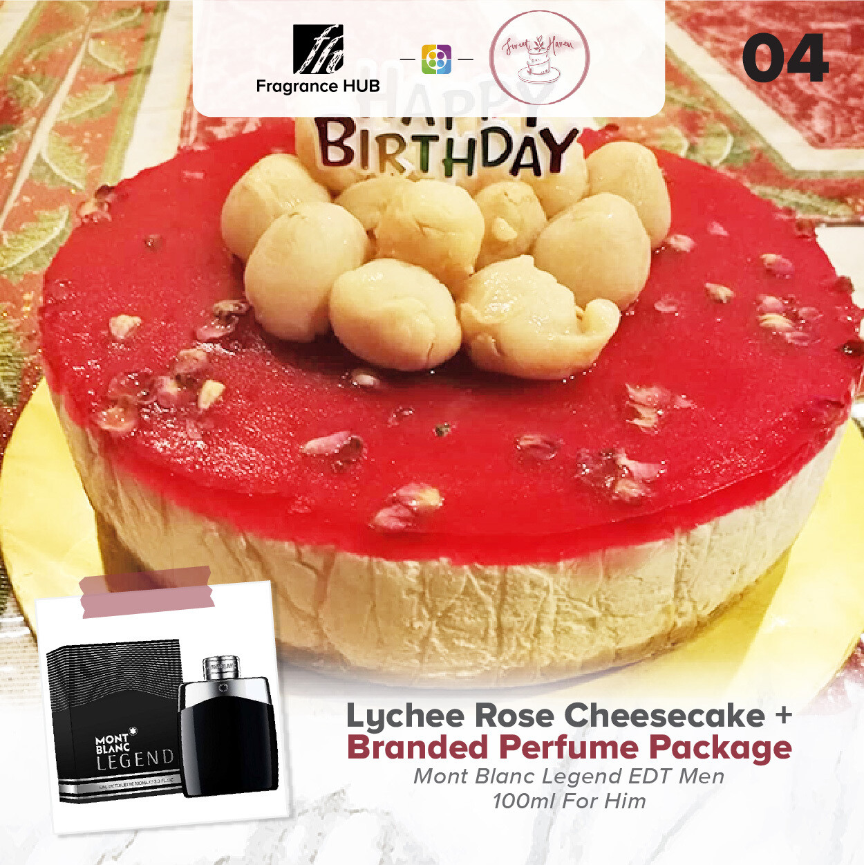 Lychee Rose Cheesecake + Fragrance Hub Branded Perfume (By: Sweet Haven from KL)