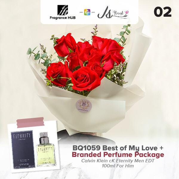 BQ1059 Best of My Love Flower Bouquet + Fragrance Hub Branded Perfume (By: JS Florist from Damansara)