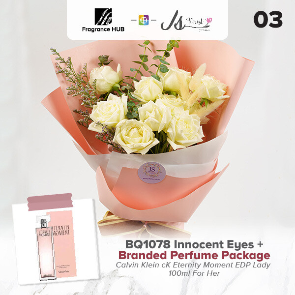 BQ1078 Innocent Eyes Flower Bouquet + Fragrance Hub Branded Perfume (By: JS Florist from Damansara)