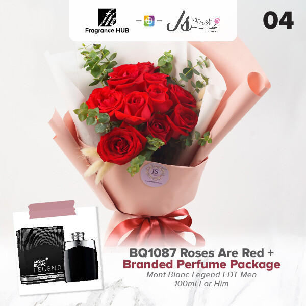 BQ1087 Roses Are Red Flower Bouquet + Fragrance Hub Branded Perfume (By: JS Florist from Damansara)