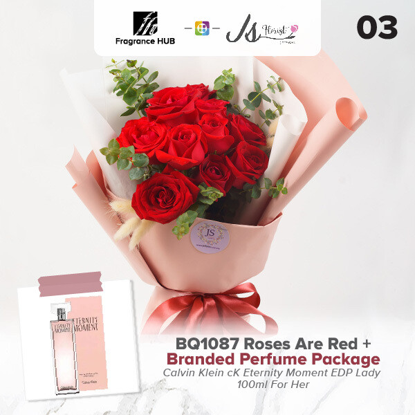 BQ1087 Roses Are Red Flower Bouquet + Fragrance Hub Branded Perfume (By: JS Florist from Damansara)