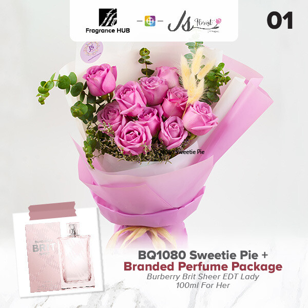 BQ1080 Sweetie Pie Flower Bouquet + Fragrance Hub Branded Perfume (By: JS Florist from Damansara)