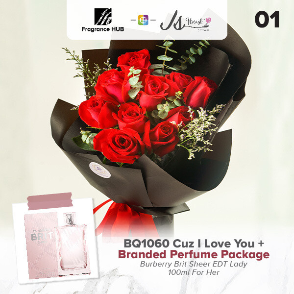 BQ1060 Cuz I Love You Flower Bouquet + Fragrance Hub Branded Perfume (By: JS Florist from Damansara)
