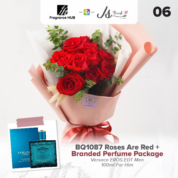 BQ1087 Roses Are Red Flower Bouquet + Fragrance Hub Branded Perfume (By: JS Florist from Damansara)