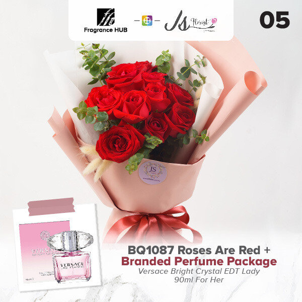 BQ1087 Roses Are Red Flower Bouquet + Fragrance Hub Branded Perfume (By: JS Florist from Damansara)