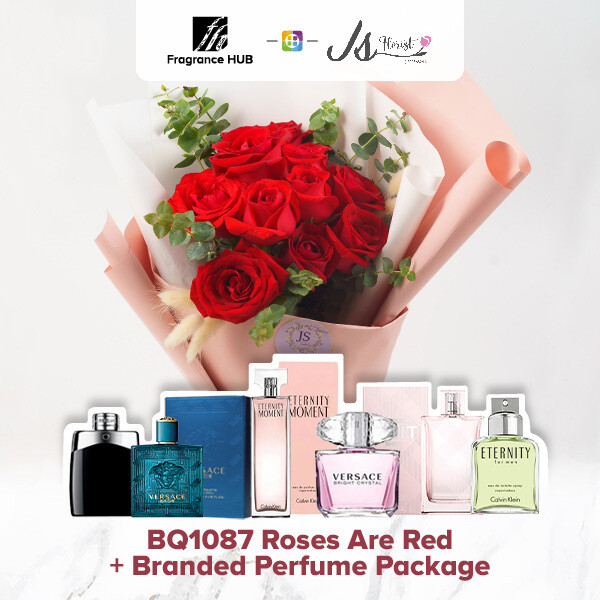 BQ1087 Roses Are Red Flower Bouquet + Fragrance Hub Branded Perfume (By: JS Florist from Damansara)