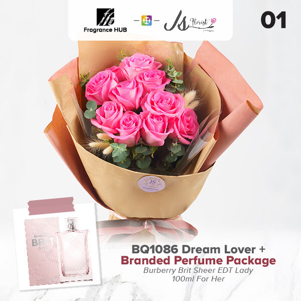 BQ1086 Dream Lover Flower Bouquet + Fragrance Hub Branded Perfume (By: JS Florist from Damansara)