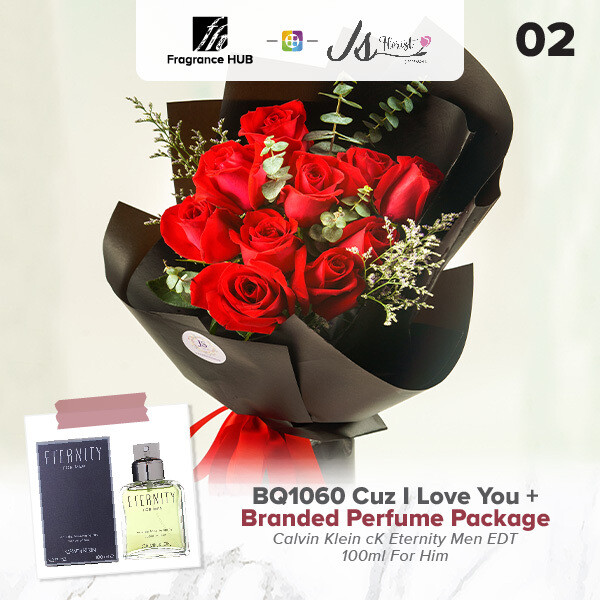 BQ1060 Cuz I Love You Flower Bouquet + Fragrance Hub Branded Perfume (By: JS Florist from Damansara)