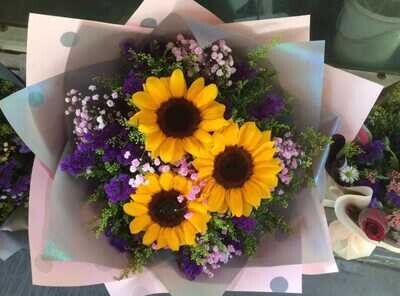 3 Sunflowers Bouquet (By: Wistaria Florist from Sibu)