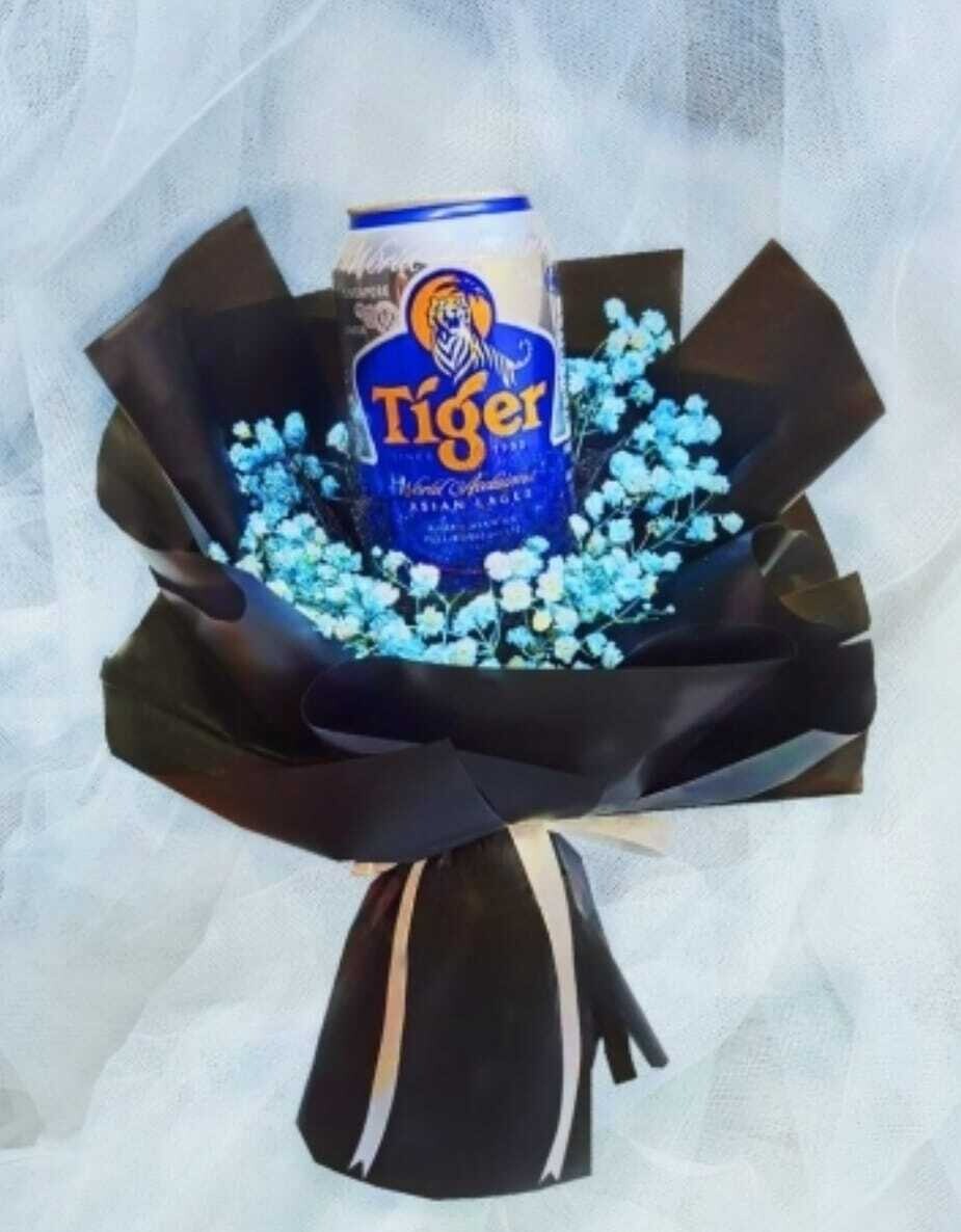 Blue Baby Breath With Tiger Beer Bouquet (By: Wistaria Florist from Sibu)