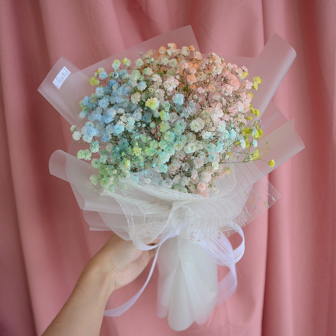 Rainbow Baby Breath Bouquet (By: iiFlorist from Cheras)