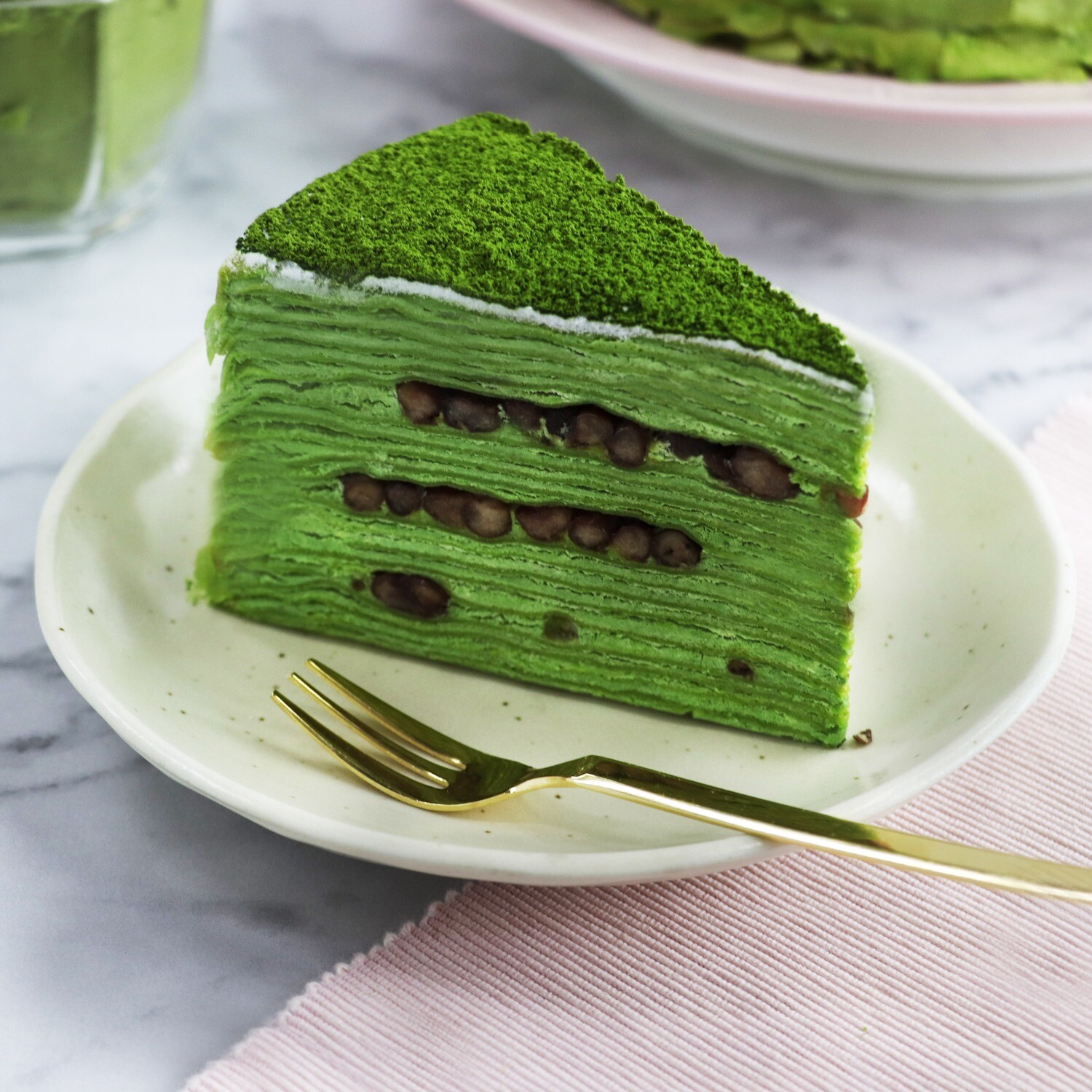 Matcha &amp; Red Bean Mille Crepe Cake (By: Yippii Gift Cake from Kuala Lumpur)