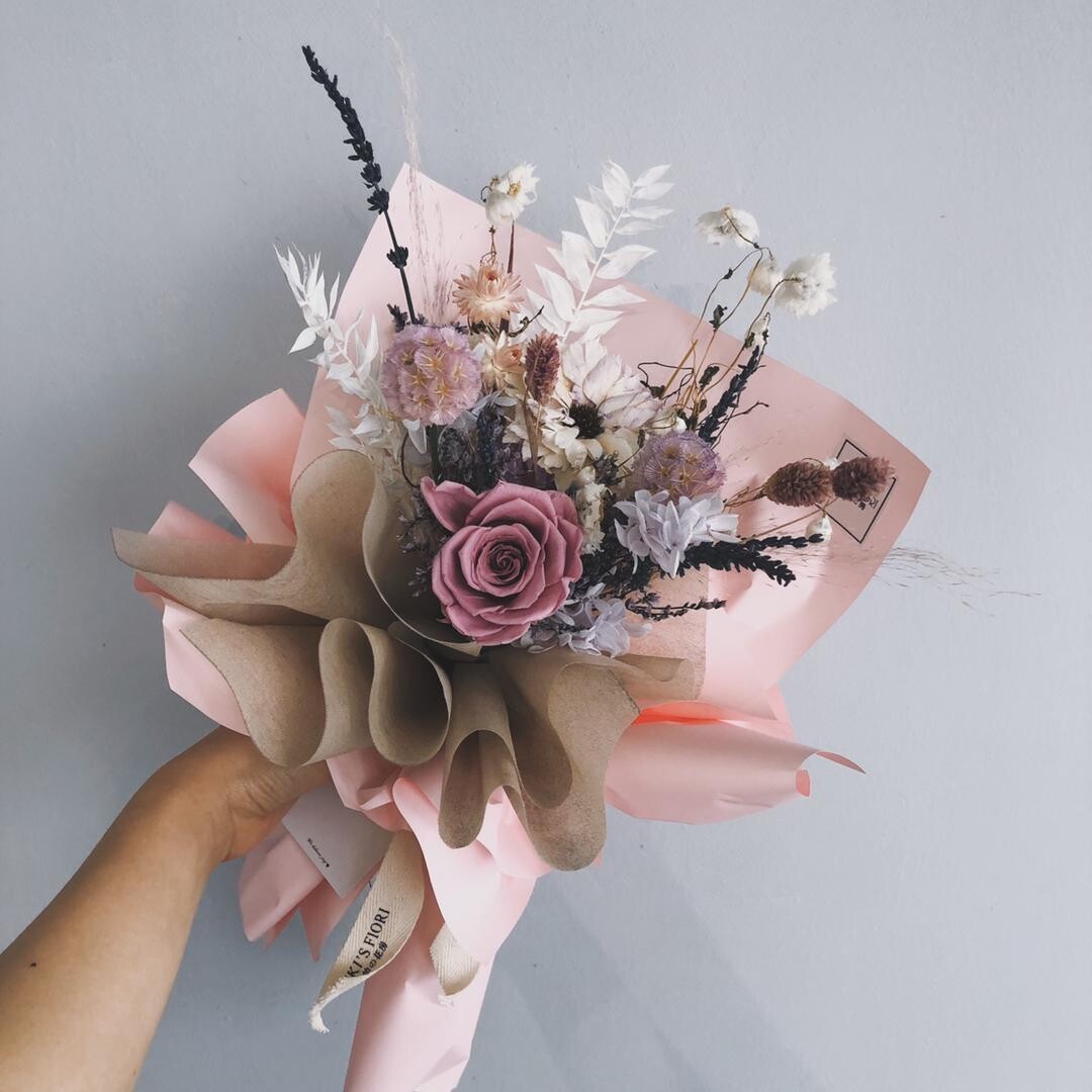 Preserved Flower Bouquet - Purple Heartie (By: Yuki Flori from Bukit Jalil)