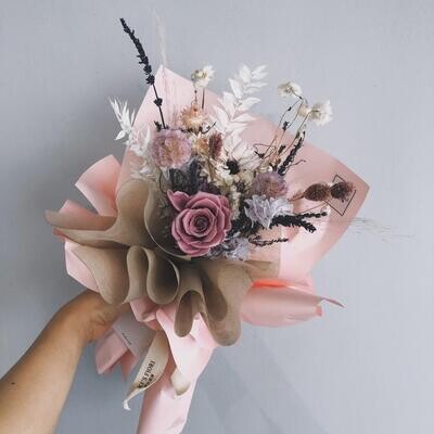 Preserved Flower Bouquet - Purple Heartie (By: Yuki Flori from Bukit Jalil)