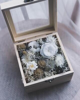 Preserved Flower Wooden Box - White Innocent (By: Yuki Flori from Bukit Jalil)