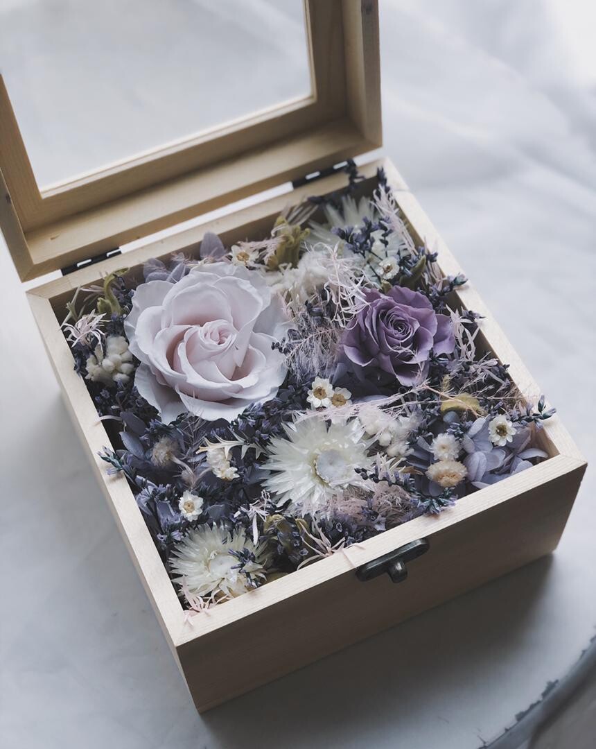 Preserved Flower Wooden Box - Purple Romantic (By: Yuki Flori from Bukit Jalil)