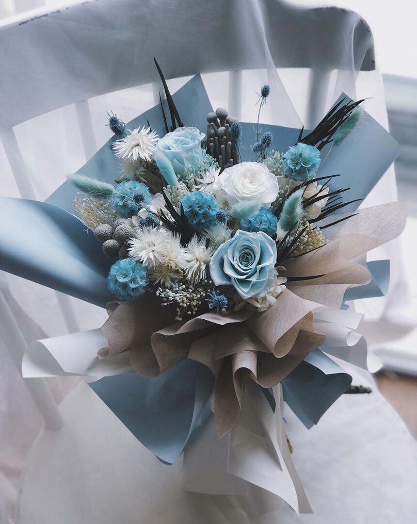 Preserved Flower Bouquet - Blue Ocean (By: Yuki Flori from Bukit Jalil)