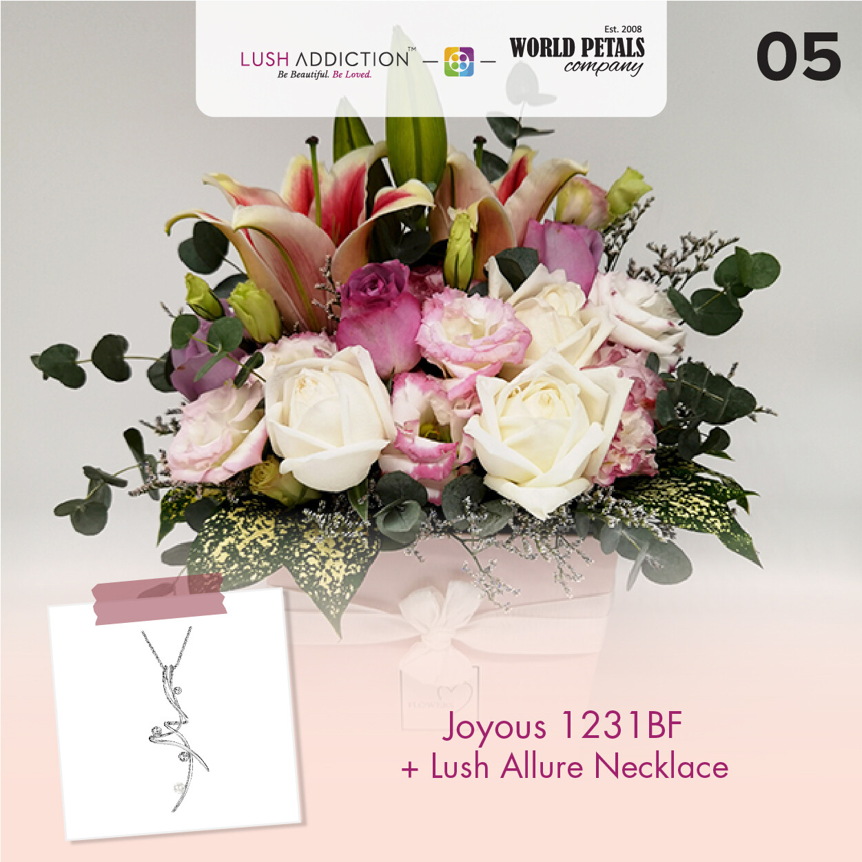 Joy Us Bouquet  + Lush Addiction Necklace (By: World Petals Florist from KL)