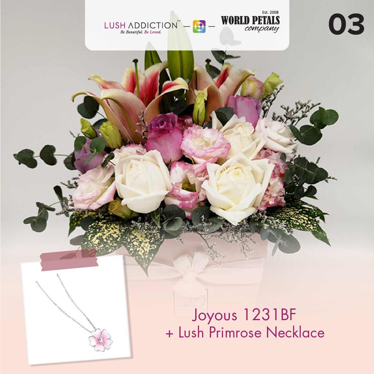 Joy Us Bouquet  + Lush Addiction Necklace (By: World Petals Florist from KL)