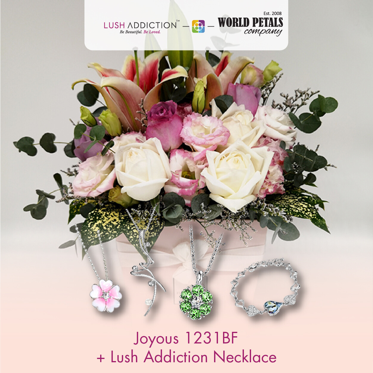 Joy Us Bouquet  + Lush Addiction Necklace (By: World Petals Florist from KL)