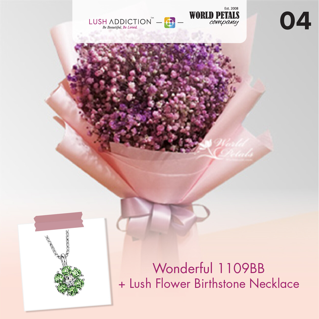 Wonderful Bouquet  + Lush Addiction Necklace (By: World Petals Florist from KL)