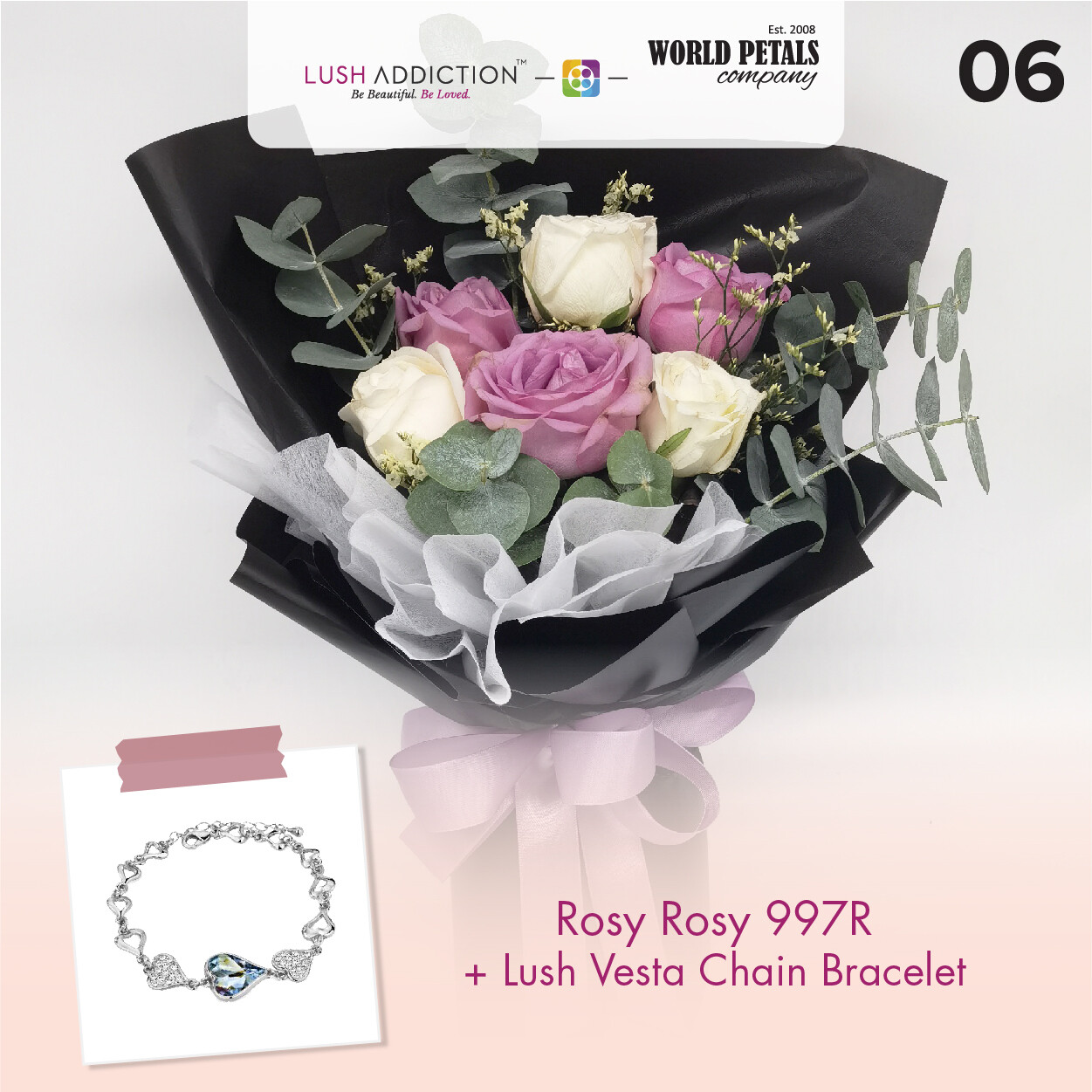 Rosy Rosy + Lush Addiction Necklace (By: World Petals Florist from KL)