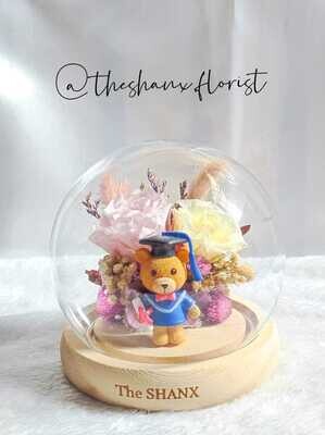 Graduation theme Preserved Flower Glass Globe (without LED light)(By: The Shanx Florist from Melaka)
