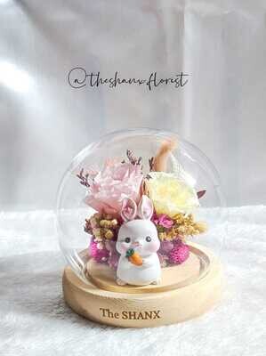 Bunny Preserved Flower Glass Globe( without LED light) (By: The Shanx Florist from Melaka)