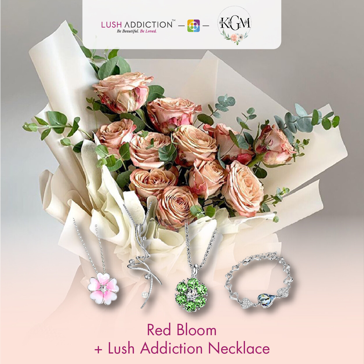 Red Bloom  + Lush Addiction Necklace (By: Keshwini Florist from KL