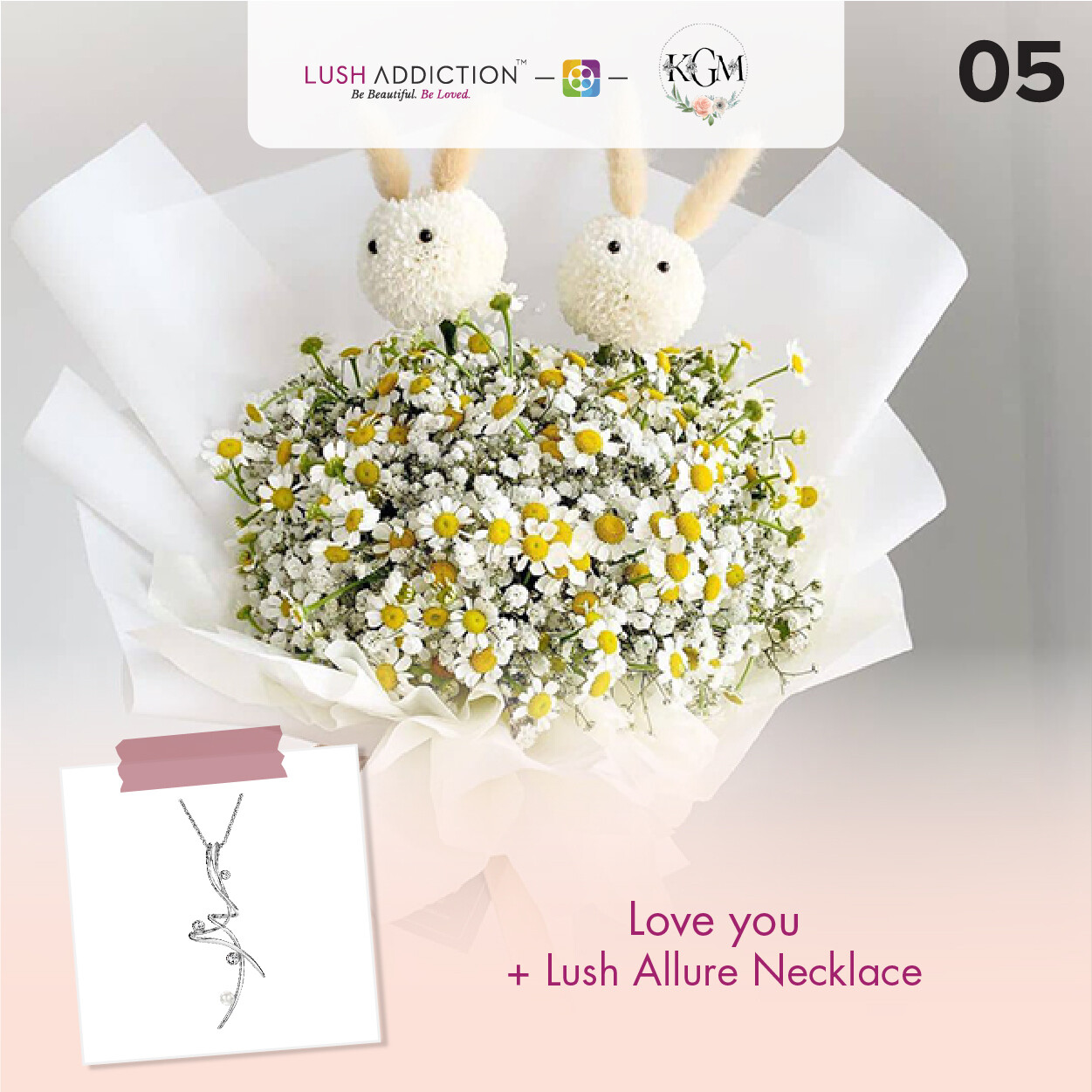 Love You  + Lush Addiction Necklace (By: Keshwini Florist from KL)