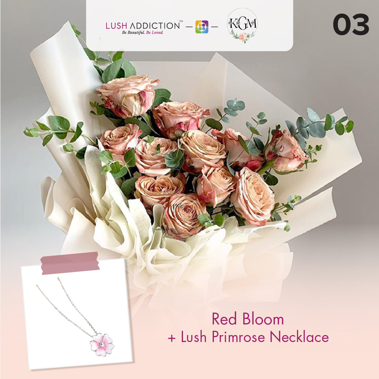 Red Bloom  + Lush Addiction Necklace (By: Keshwini Florist from KL
