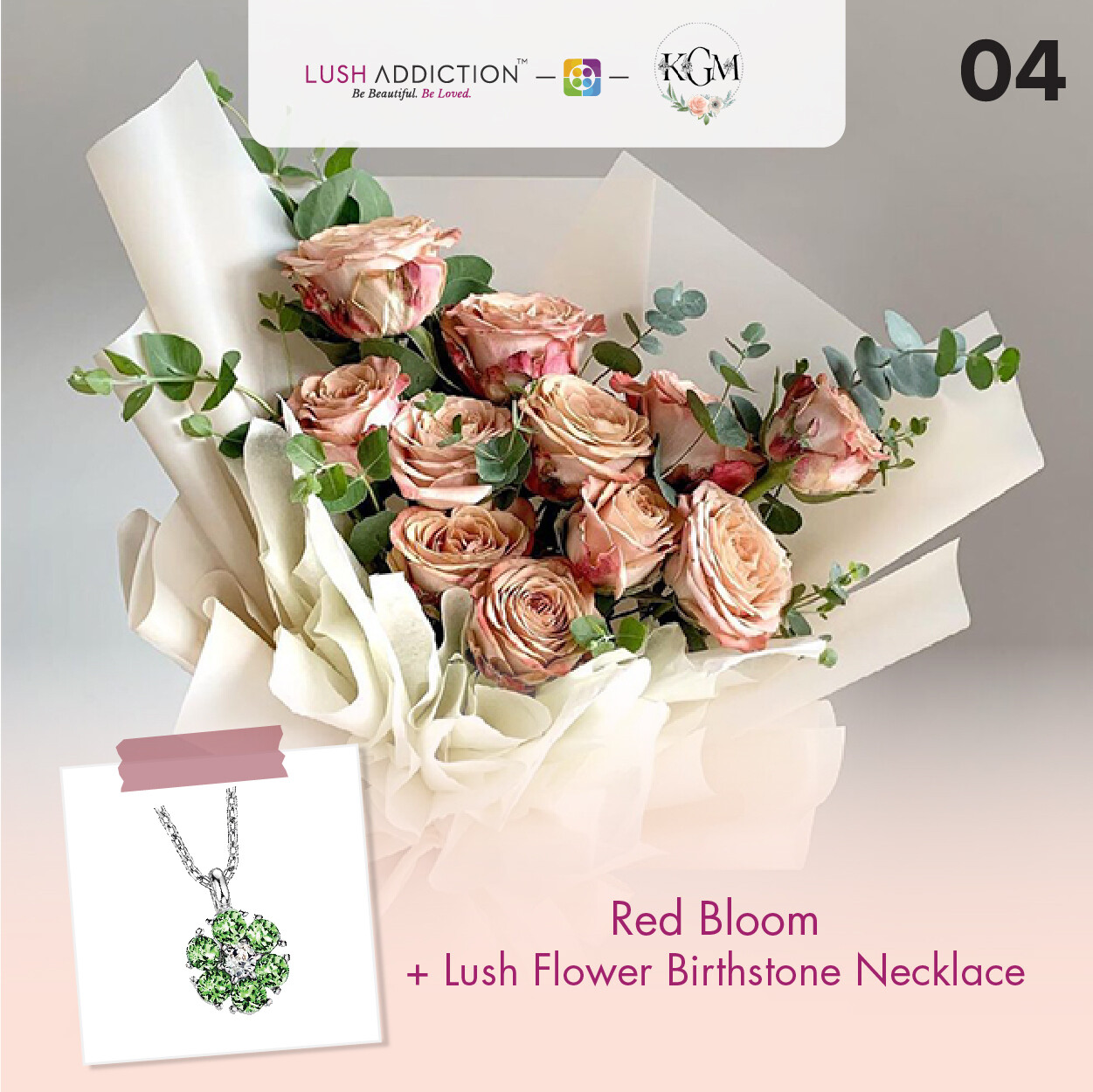 Red Bloom  + Lush Addiction Necklace (By: Keshwini Florist from KL