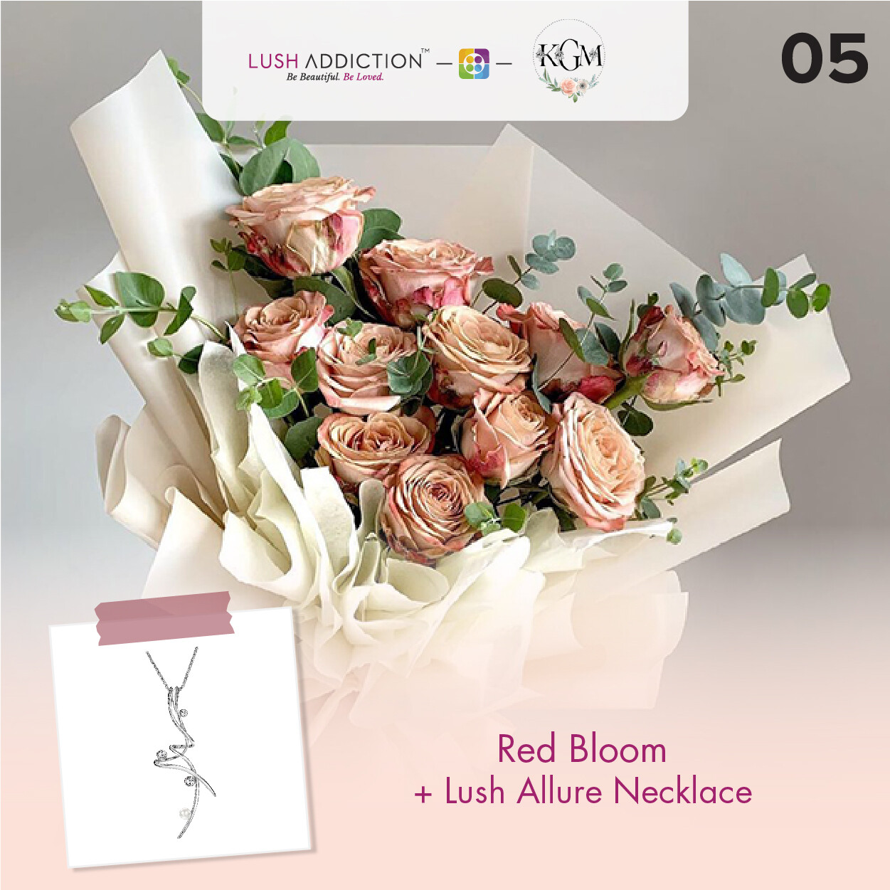Red Bloom  + Lush Addiction Necklace (By: Keshwini Florist from KL