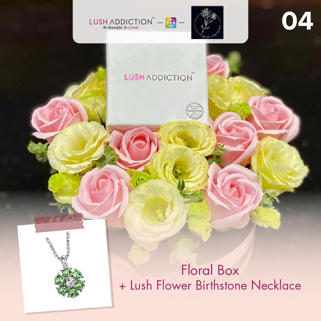 Floral Box + Lush Addiction Necklace (By: Buds N Blooms from KL)