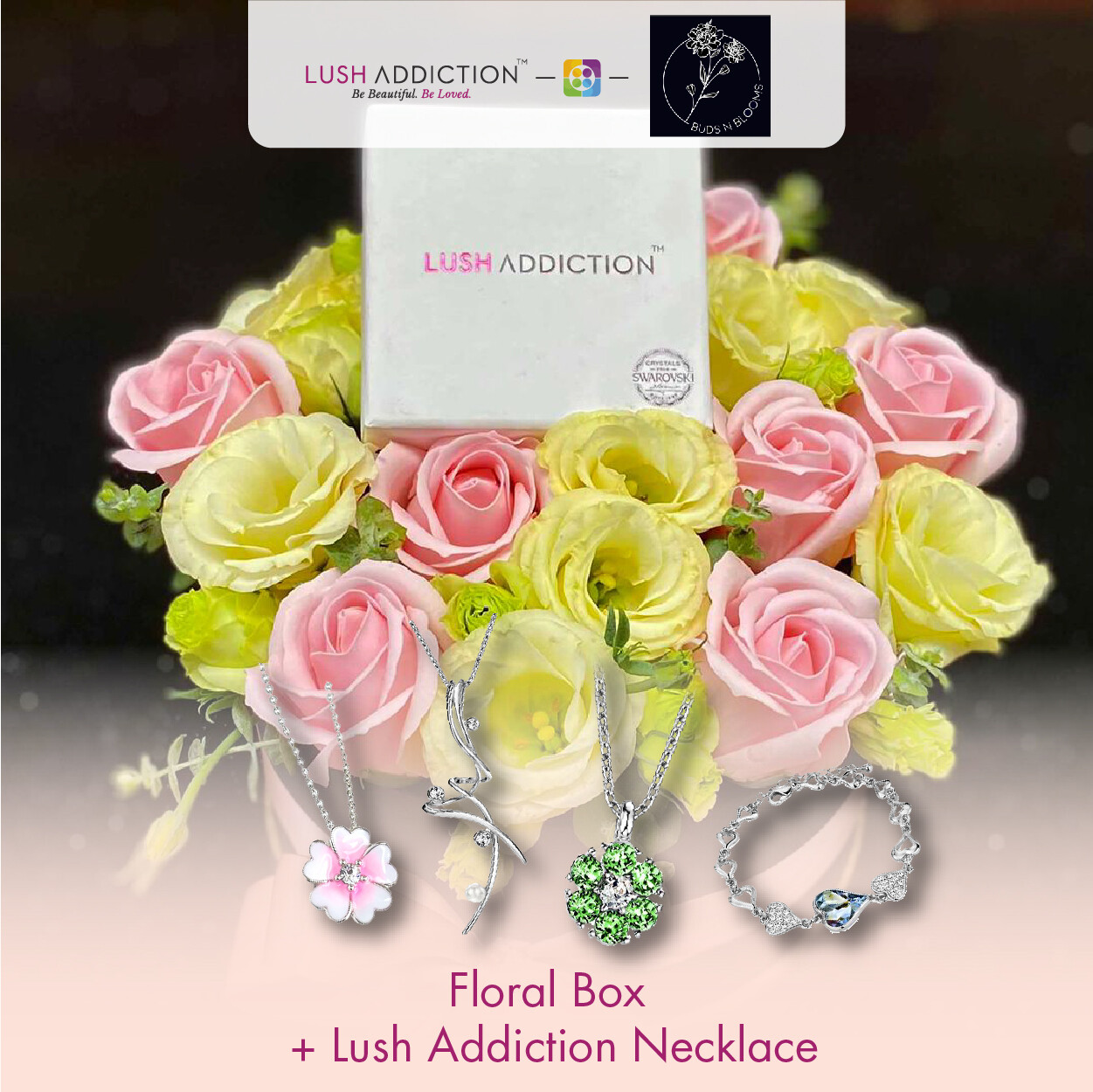 Floral Box + Lush Addiction Necklace (By: Buds N Blooms from KL)
