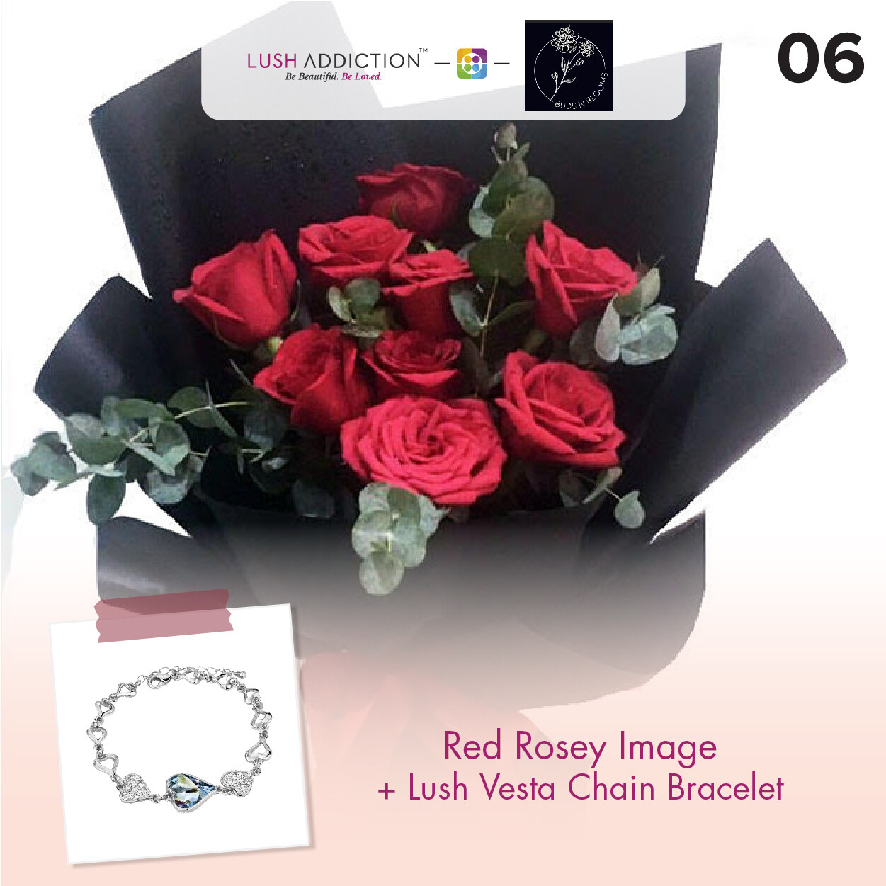 Red Rosey + Lush Addiction Necklace (By: Buds N Blooms from KL)