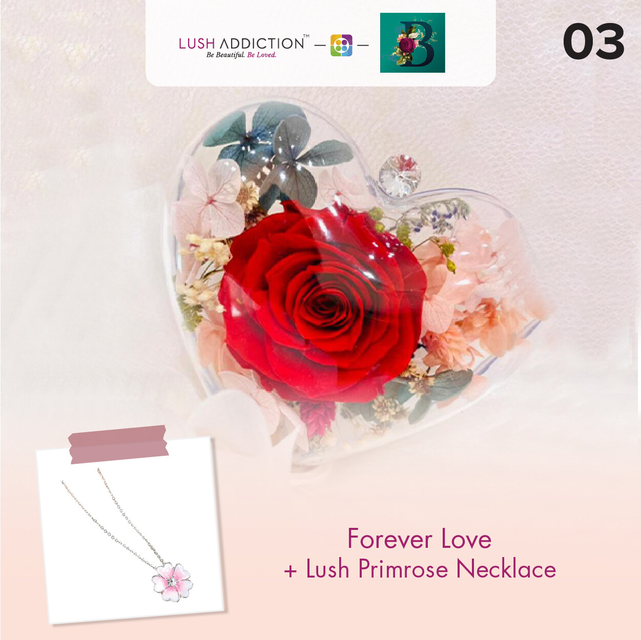 Forever Love Bouquet + Lush Addiction Necklace (By: The Bliss Florist from Melaka)