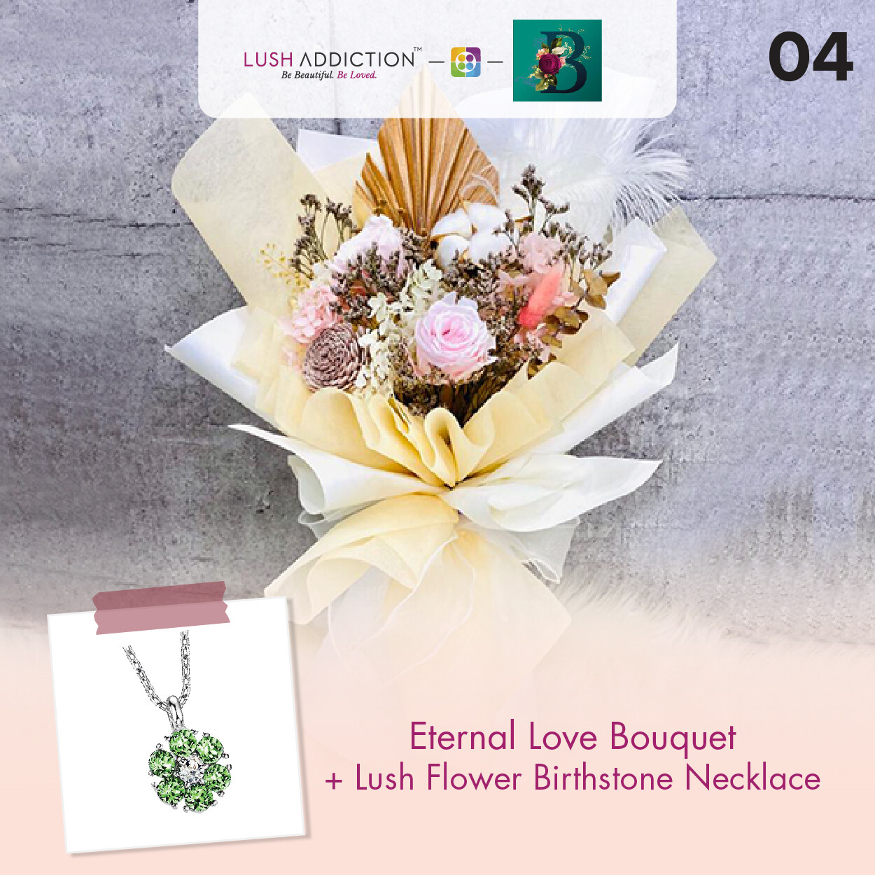 Eternal Love Bouquet + Lush Addiction Necklace (By: The Bliss Florist from Melaka)