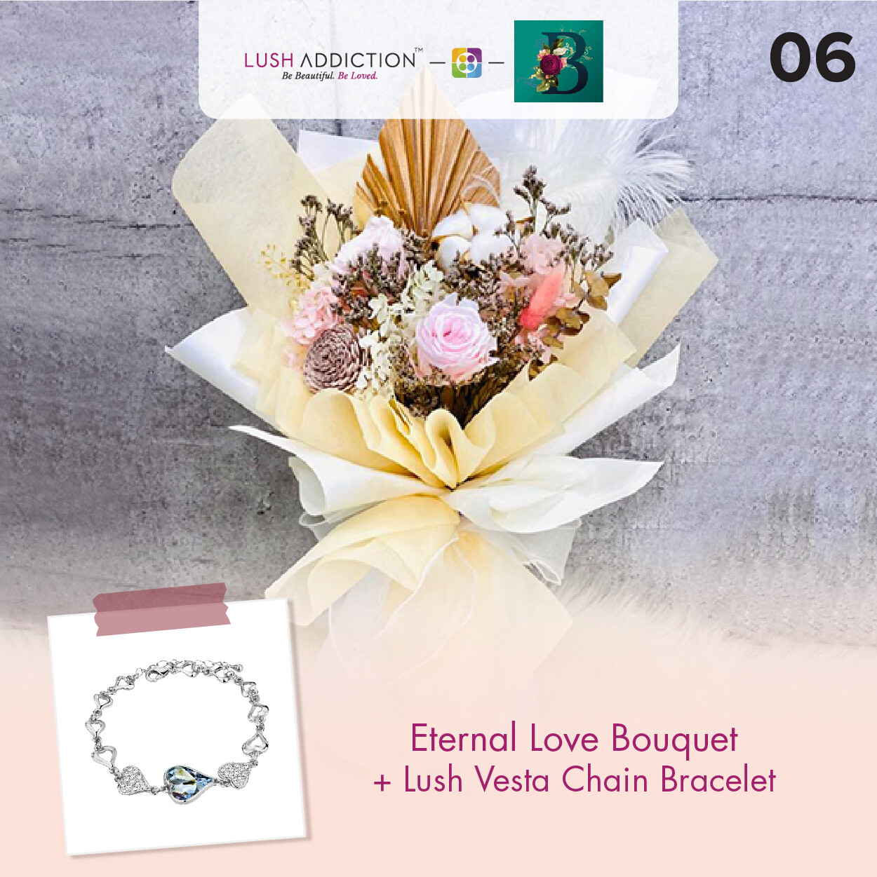 Eternal Love Bouquet + Lush Addiction Necklace (By: The Bliss Florist from Melaka)