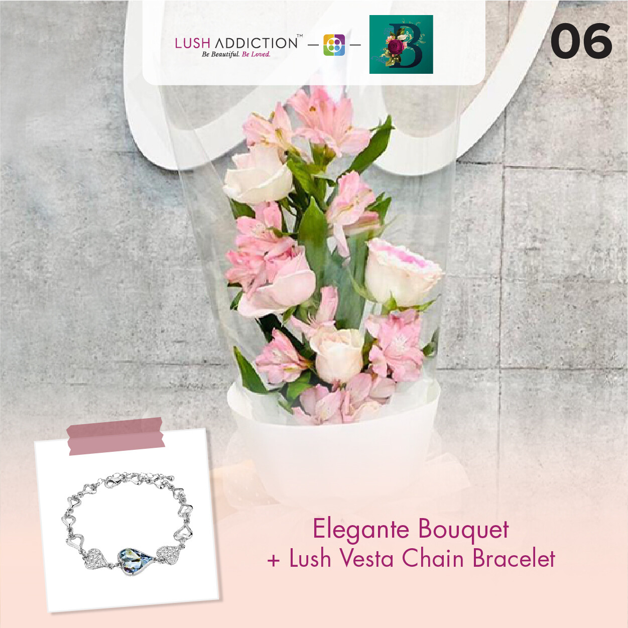 Elegante Bouquet + Lush Addiction Necklace (By: The Bliss Florist from Melaka)